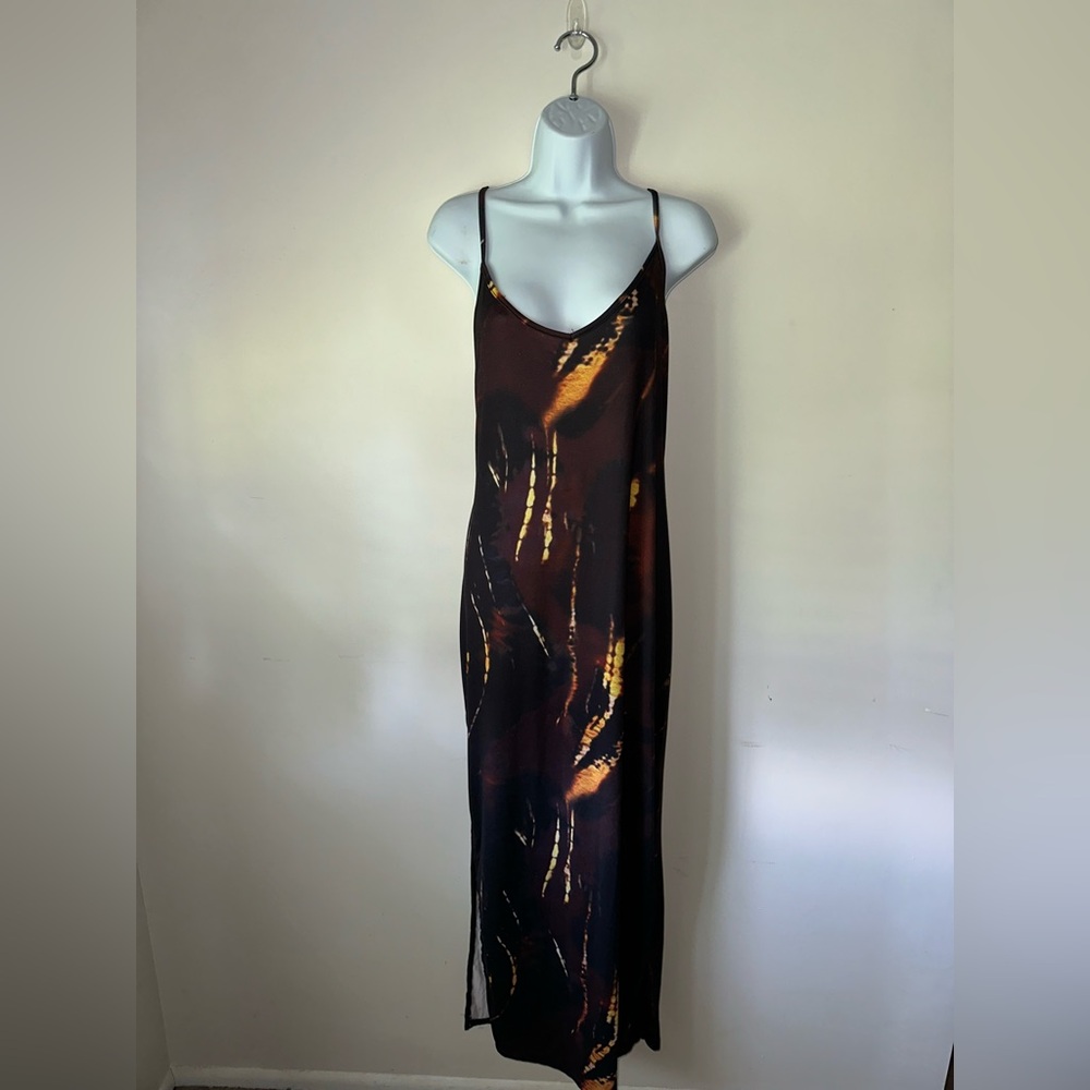 SHEIN Black and Orange Tie Dye Maxi Dress